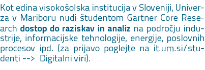 Kot edina visoko olska institucija v Sloveniji, Univerza v Mariboru nudi tudentom Gartner Core Research dostop do ra...