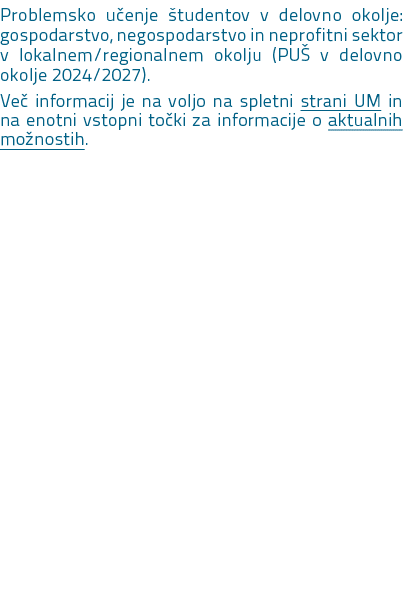 Problemsko u enje tudentov v delovno okolje: gospodarstvo, negospodarstvo in neprofitni sektor v lokalnem/regionalne...