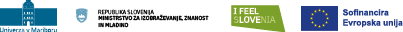 Logos and text representing the University of Maribor, the Republic of Slovenia Ministry of Education, Science and Sport, the I Feel Slovenia brand, and the European Union co-financing program. Description generated by AI