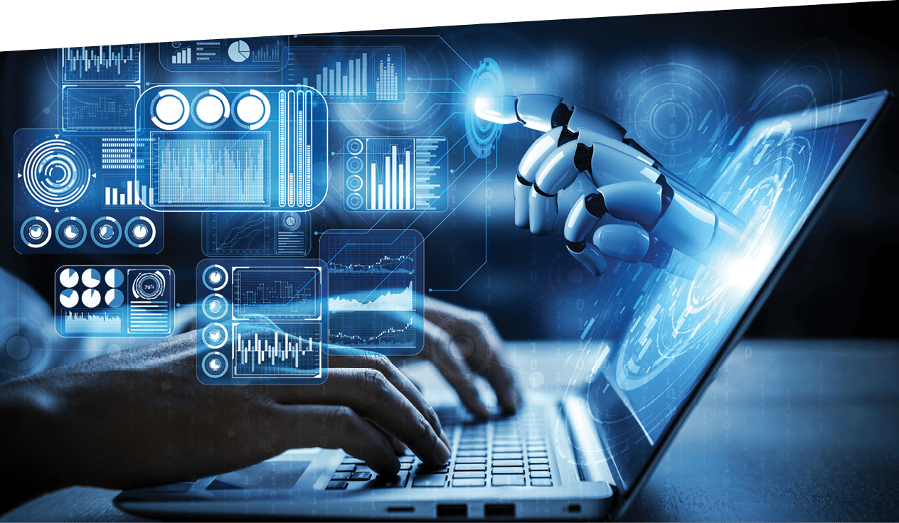 3D rendering artificial intelligence AI research of robot and cyborg development for future of people living. Digital data mining and machine learning technology design for computer brain.