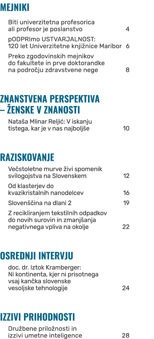 MEJNIKI Biti univerzitetna profesorica ali profesor je poslanstvo 4 pODPRImo USTVARJALNOST: 120 let Univerzitetne knj...