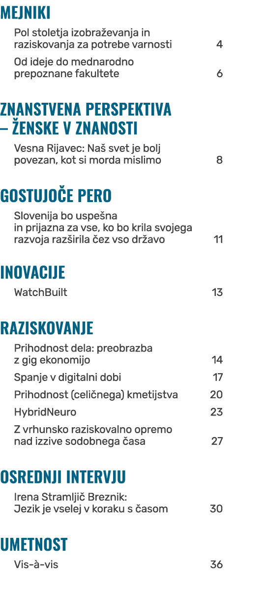 MEJNIKI Pol stoletja izobra evanja in raziskovanja za potrebe varnosti 4 Od ideje do mednarodno prepoznane fakultete ...