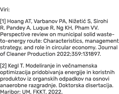 Viri: [1] Hoang AT, Varbanov PA, Ni eti S, Sirohi R, Pandey A, Luque R, Ng KH, Pham VV. Perspective review on munici...