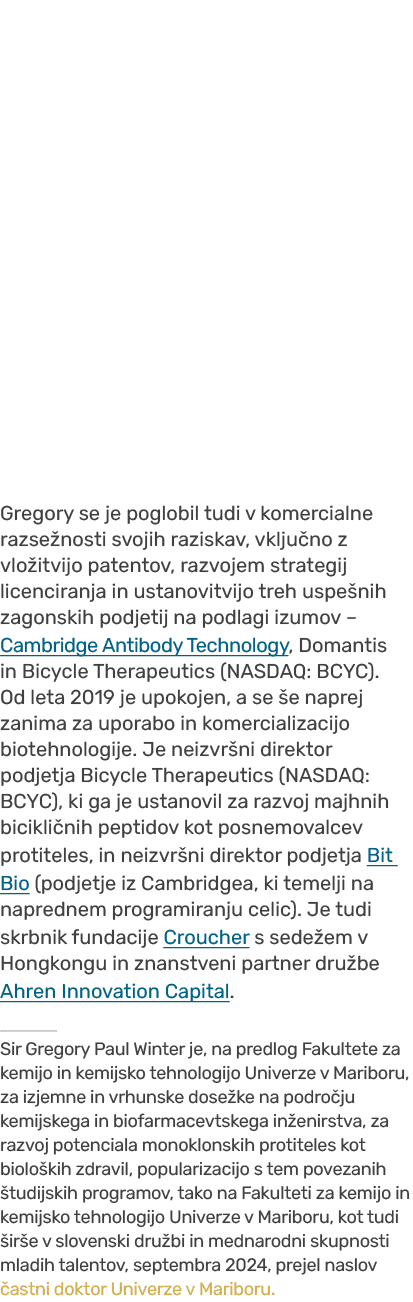 Gregory se je poglobil tudi v komercialne razse nosti svojih raziskav, vklju no z vlo itvijo patentov, razvojem strat...