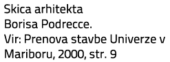 Skica arhitekta Borisa Podrecce. Vir: Prenova stavbe Univerze v Mariboru, 2000, str. 9