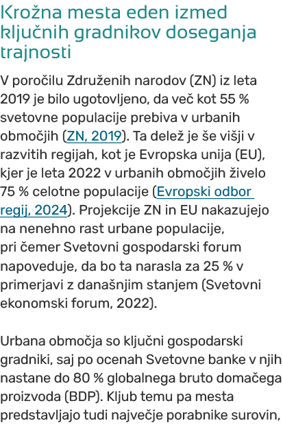 Kro na mesta eden izmed klju nih gradnikov doseganja trajnosti V poro ilu Zdru enih narodov (ZN) iz leta 2019 je bilo...