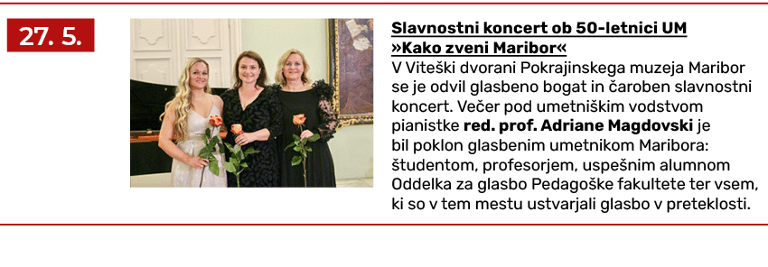 ￼,￼,Slavnostni koncert ob 50 letnici UM »Kako zveni Maribor« V Vite ki dvorani Pokrajinskega muzeja Maribor se je odv...