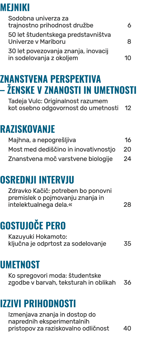 MEJNIKI Sodobna univerza za trajnostno prihodnost dru be 6 50 let tudentskega predstavni tva Univerze v Mariboru 8 3...