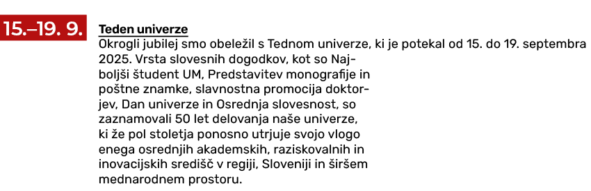 ￼ Teden univerze Okrogli jubilej smo obele il s Tednom univerze, ki je potekal od 15. do 19. septembra 2025. Vrsta sl...