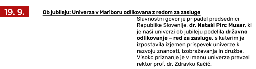 ￼ Ob jubileju: Univerza v Mariboru odlikovana z redom za zasluge Slavnostni govor je pripadel predsednici Republike S...