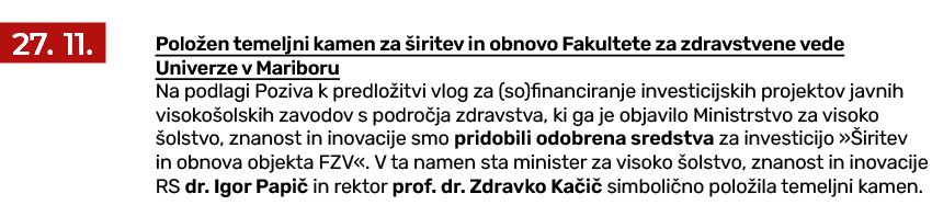 ￼ Polo en temeljni kamen za iritev in obnovo Fakultete za zdravstvene vede Univerze v Mariboru Na podlagi Poziva k p...