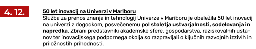 ￼ 50 let inovacij na Univerzi v Mariboru Slu ba za prenos znanja in tehnologij Univerze v Mariboru je obele ila 50 le...