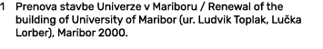 1 Prenova stavbe Univerze v Mariboru / Renewal of the building of University of Maribor (ur. Ludvik Toplak, Lu ka Lor...