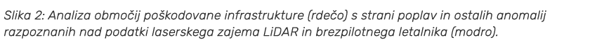 Slika 2: Analiza obmo ij po kodovane infrastrukture (rde o) s strani poplav in ostalih anomalij razpoznanih nad podat...
